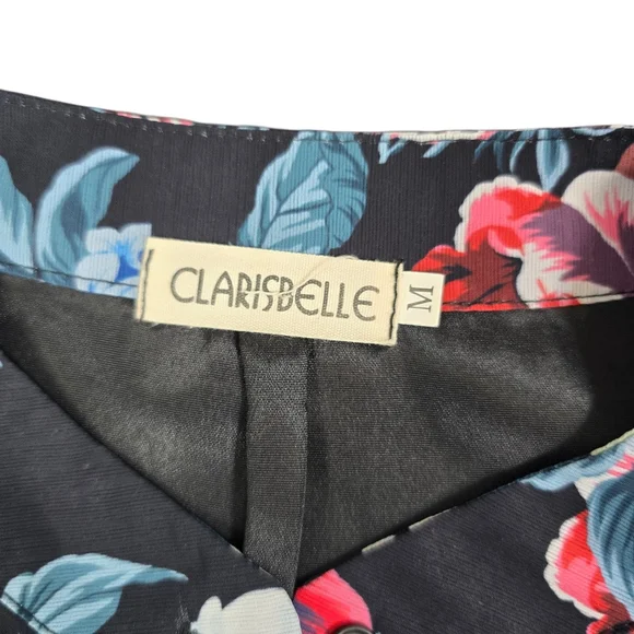 ⭐️Clarisbelle Floral Chiffon Long Sleeve Button Up Tied Waist Dress Sz M - Picture 4 of 7